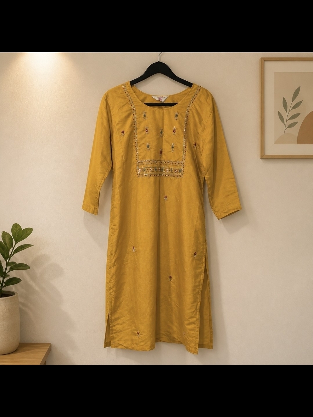 Indian Punjabi Salwar Kameez Suit 3 Piece Mustard Embroidered Dupatta Set